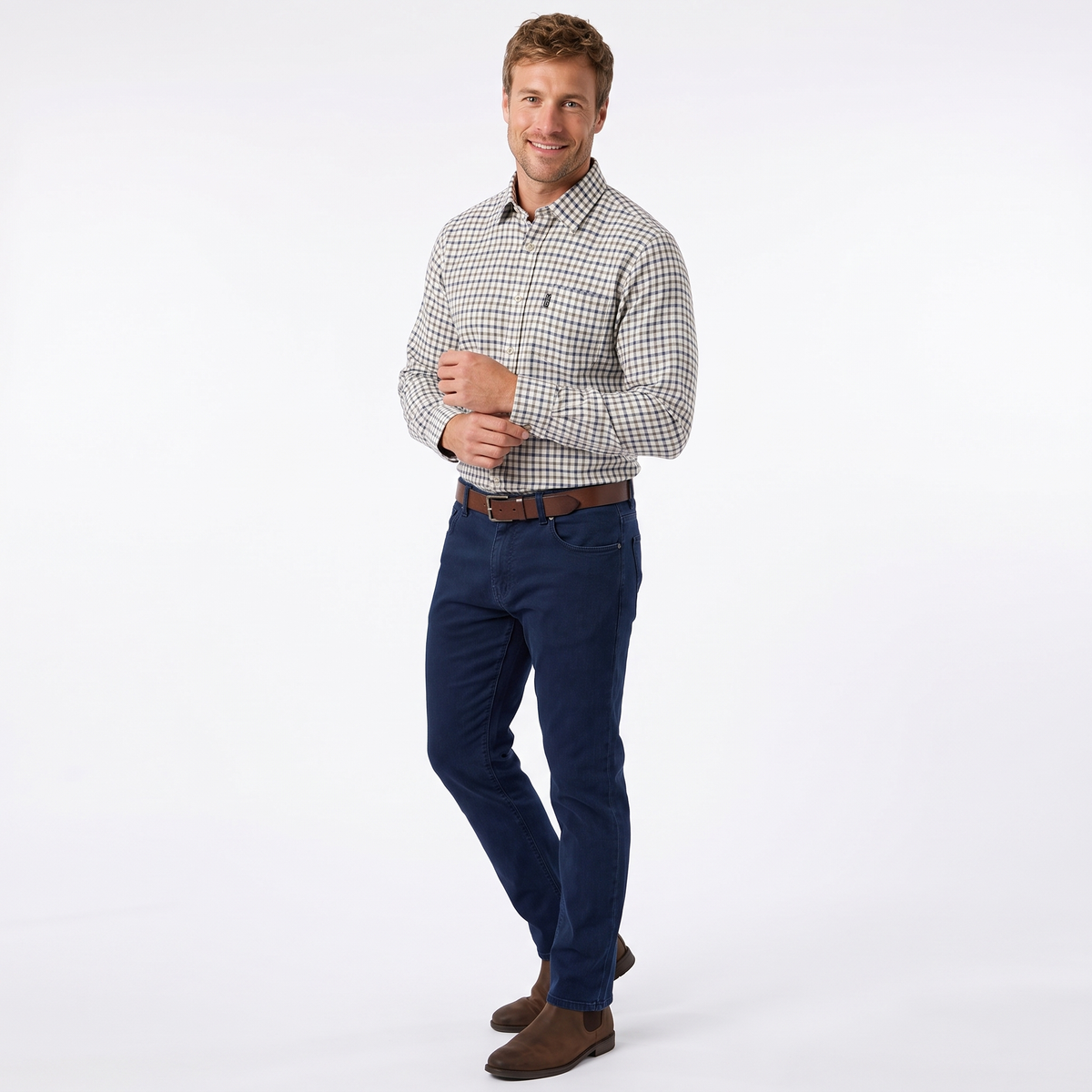Hazy Blue Mens Casual Country Check Long Sleeve Shirts