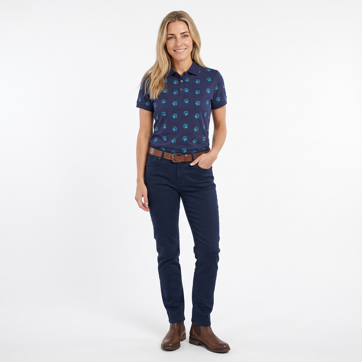 Hazy Blue Womens Short Sleeve Polo Shirt - Scarlett