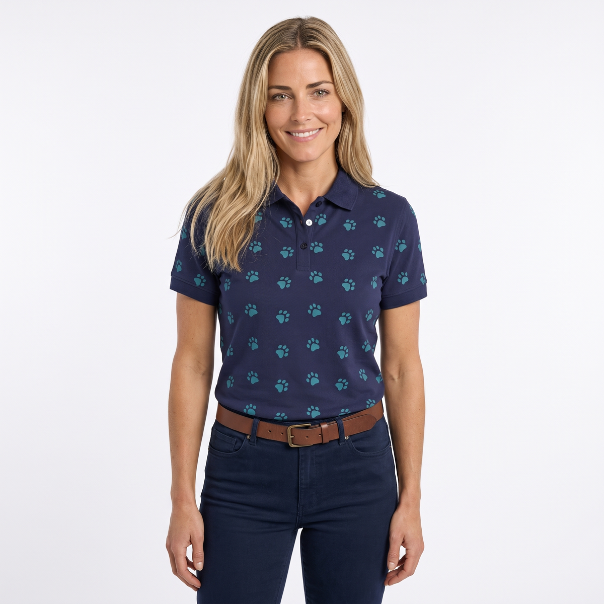 Hazy Blue Womens Short Sleeve Polo Shirt - Scarlett