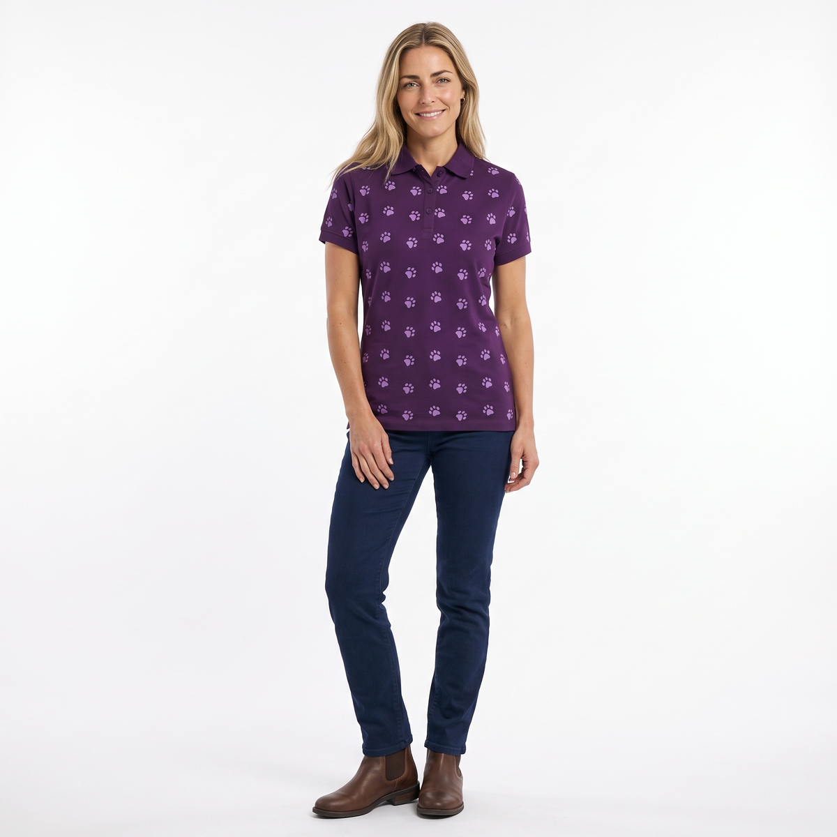 Hazy Blue Womens Short Sleeve Polo Shirt - Scarlett