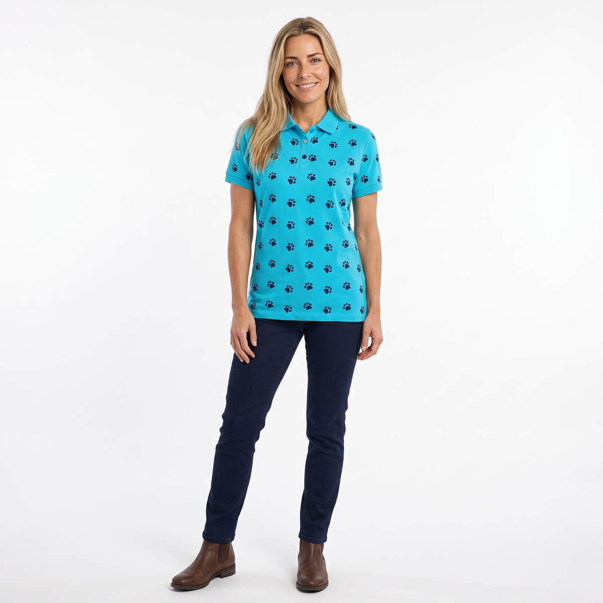 Hazy Blue Womens Short Sleeve Polo Shirt - Scarlett