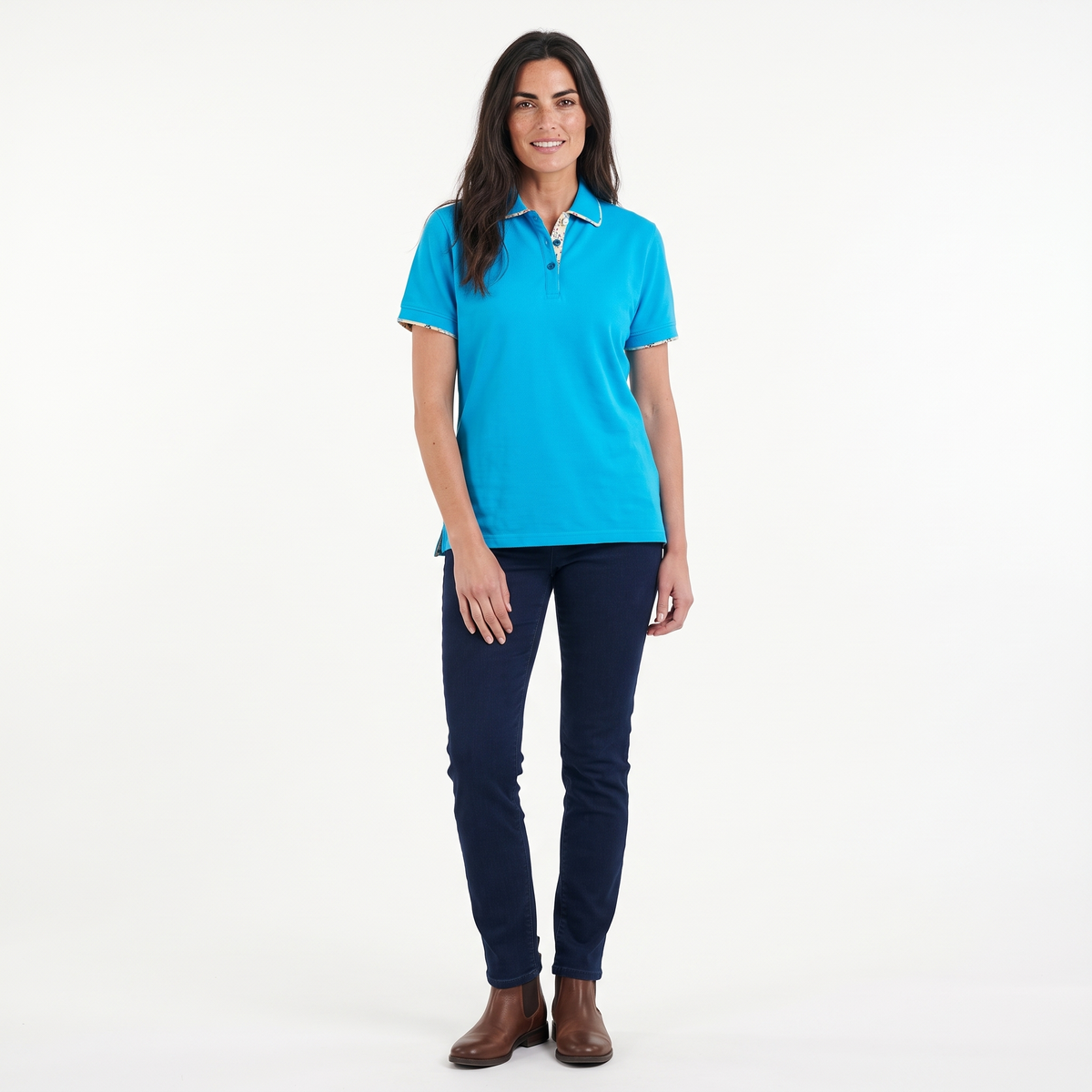Hazy Blue Womens Short Sleeve Polo Shirt - Bella