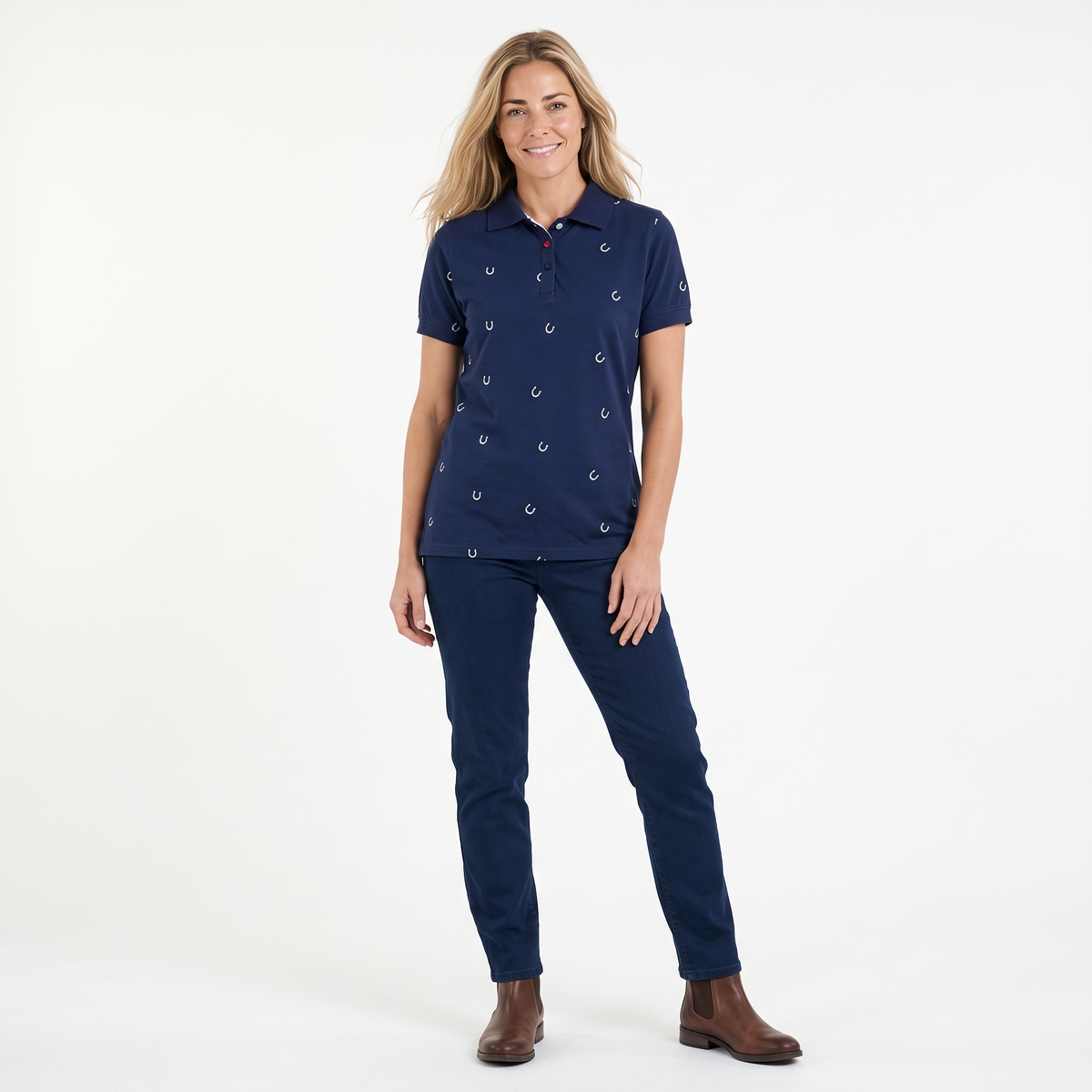 Hazy Blue Womens Short Sleeve Polo Shirt - Pippa