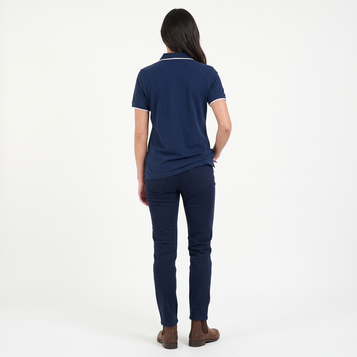Hazy Blue Womens Short Sleeve Polo Shirt - Abby