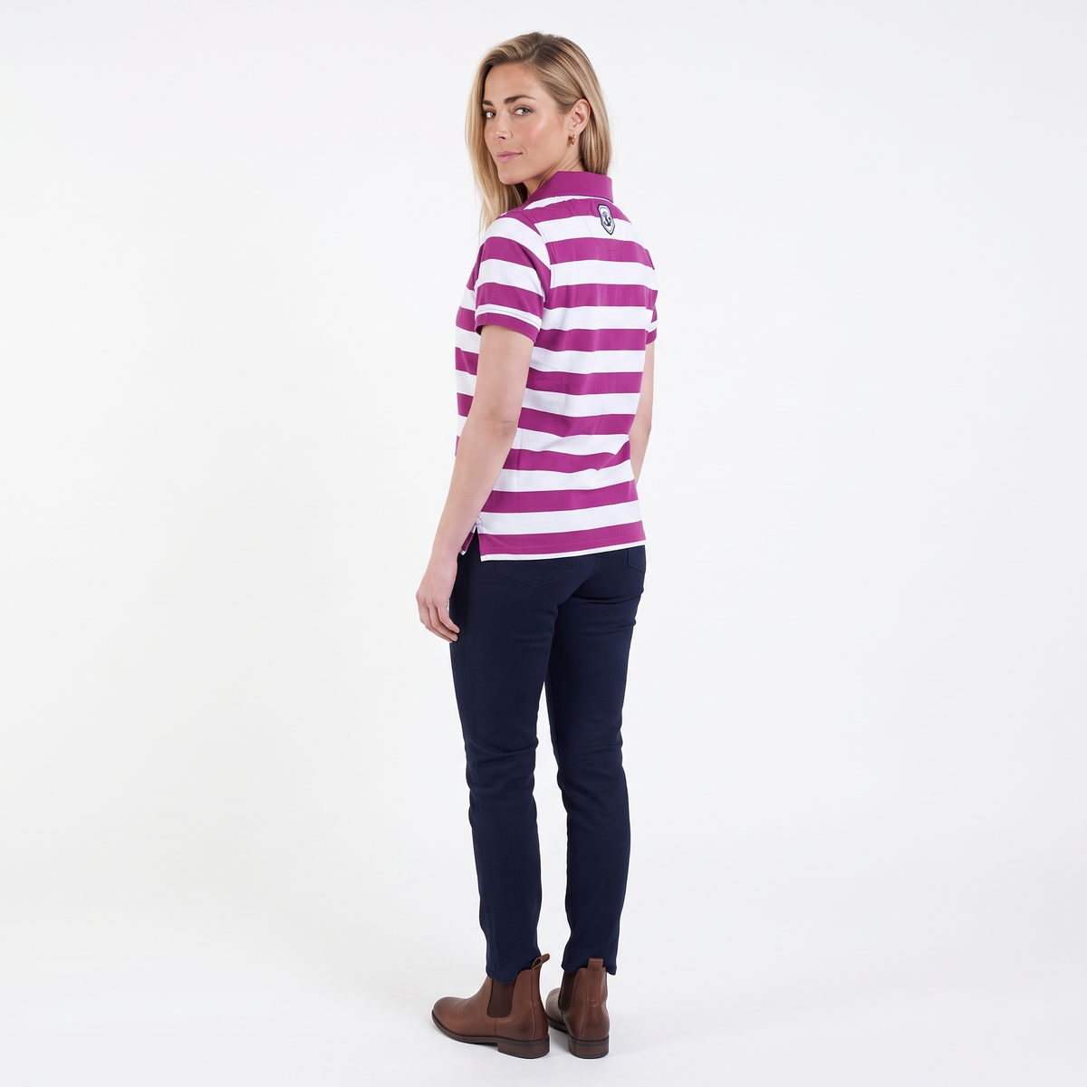 Hazy Blue Womens Short Sleeve Polo Shirt - Sienna