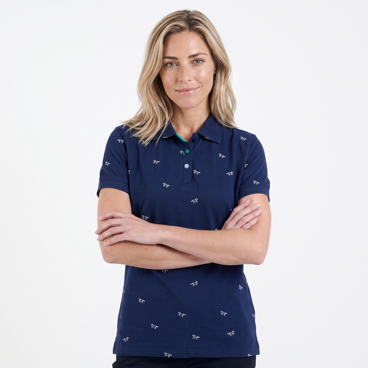 Hazy Blue Womens Cotton Short Sleeve Polo Shirt - Poppy II