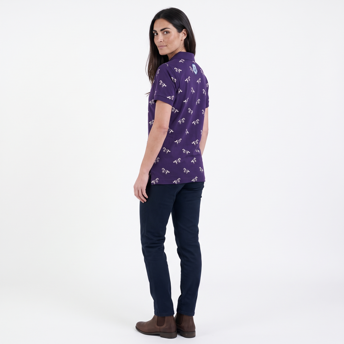 Hazy Blue Womens Cotton Short Sleeve Polo Shirt - Poppy