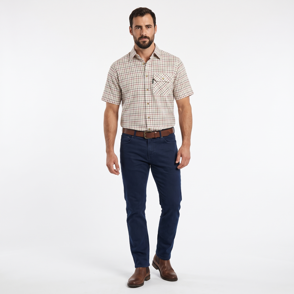 Country Classics Mens Short Sleeved Check Shirt - Beaver Red