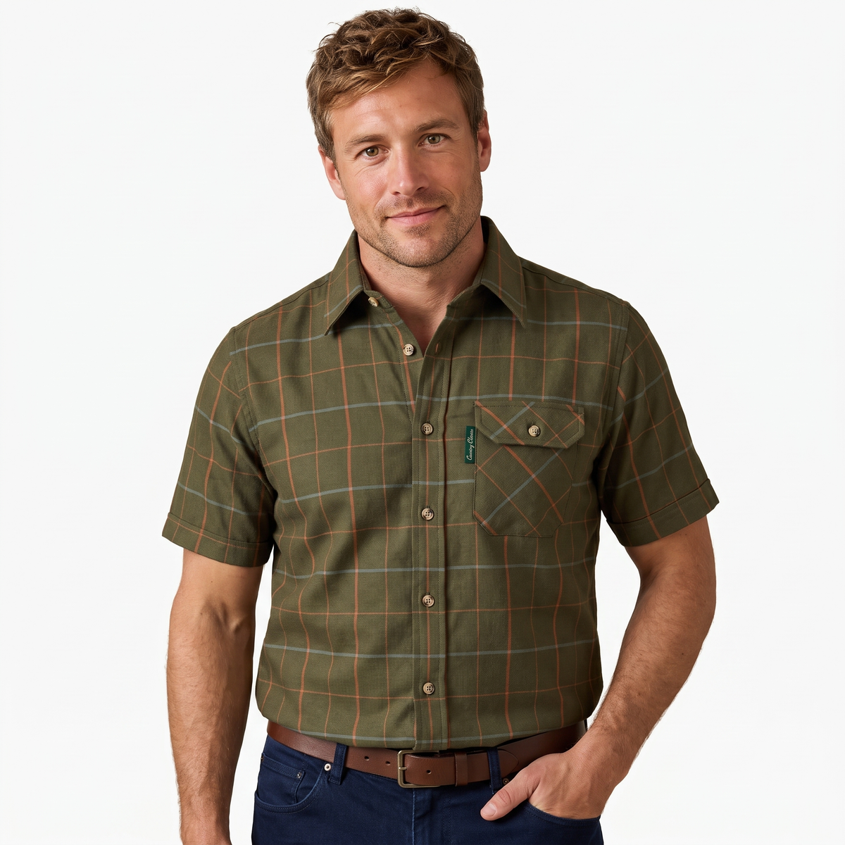 Country Classics Mens Short Sleeve Check Shirt - Chatsworth Green