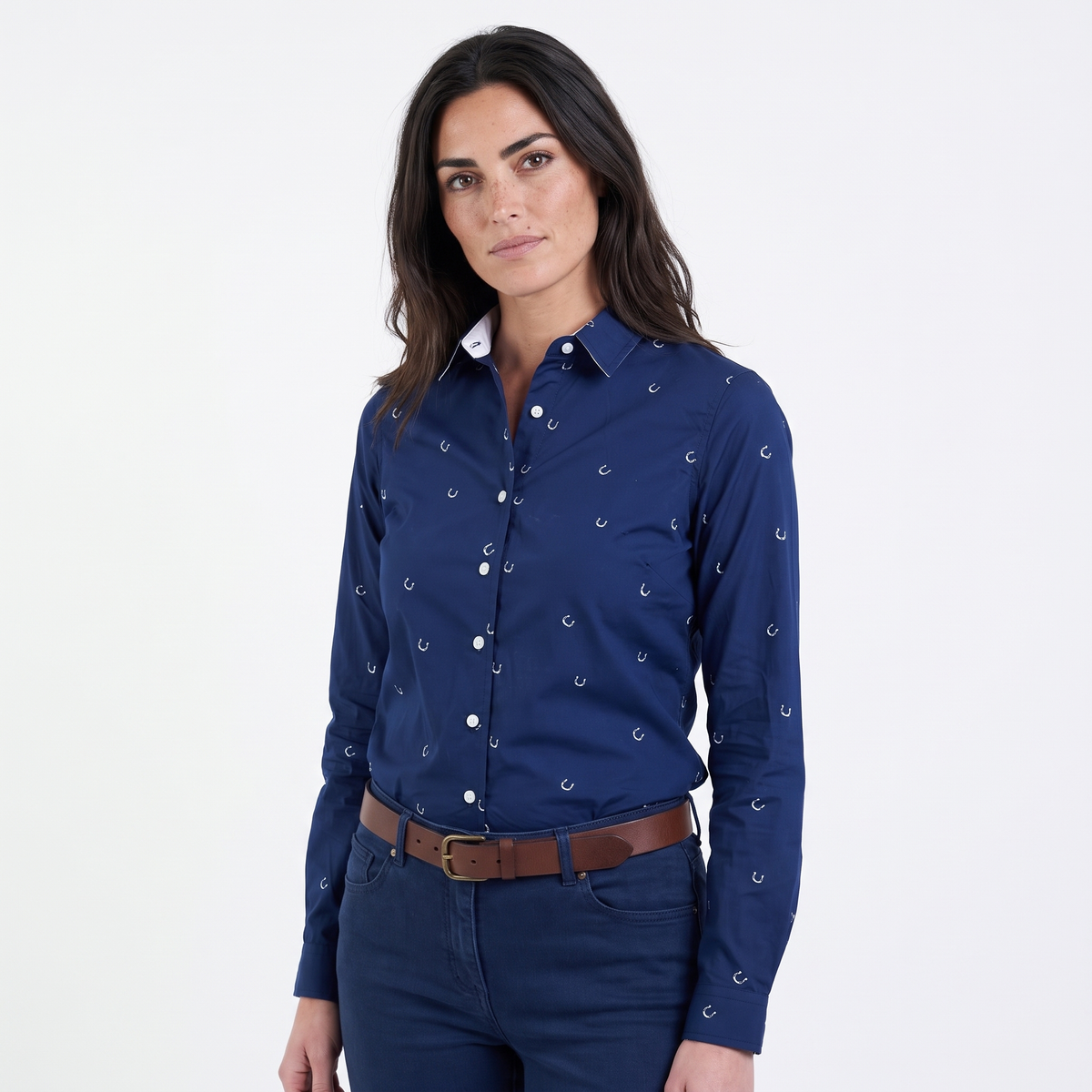 Hazy Blue Womens Long Sleeve Shirt - Leesha