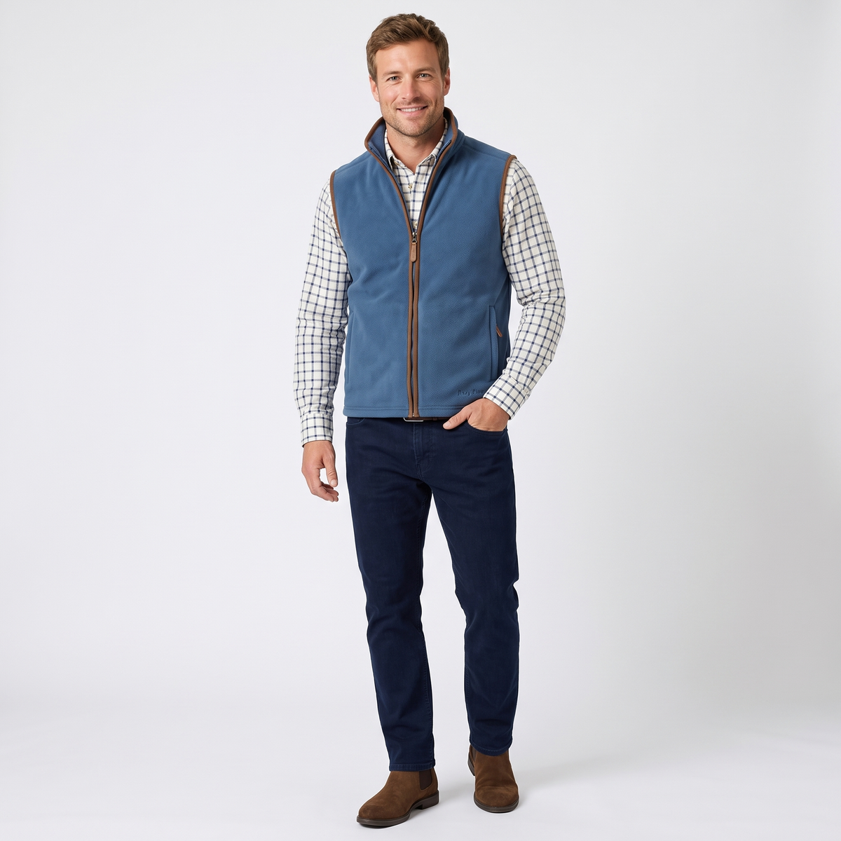 Hazy Blue Mens Fleece Waistcoat Gilet Bodywarmer - Bentley