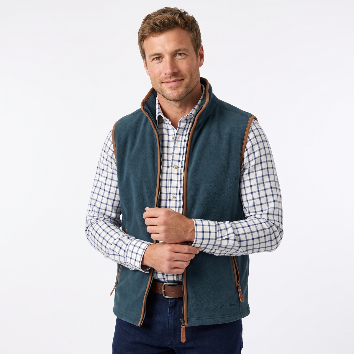 Hazy Blue Mens Fleece Waistcoat Gilet Bodywarmer - Bentley