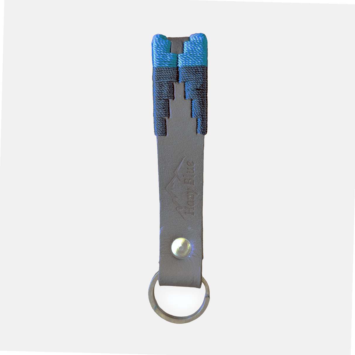 Hazy Blue Leather Loop Polo Key Rings