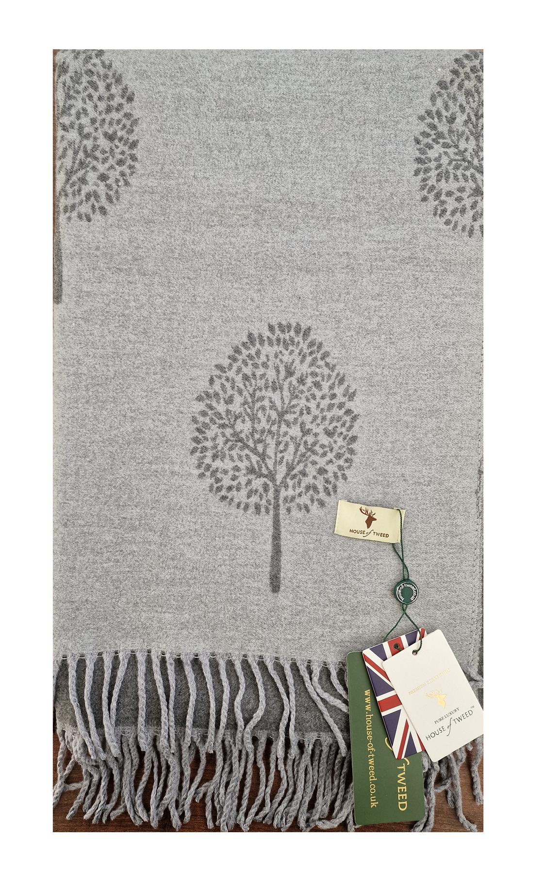 House of Tweed Soft Cashmere Blend Reversible Scarf - Tree of Life - Just £14.99! Shop now at Warwickshire Clothing.