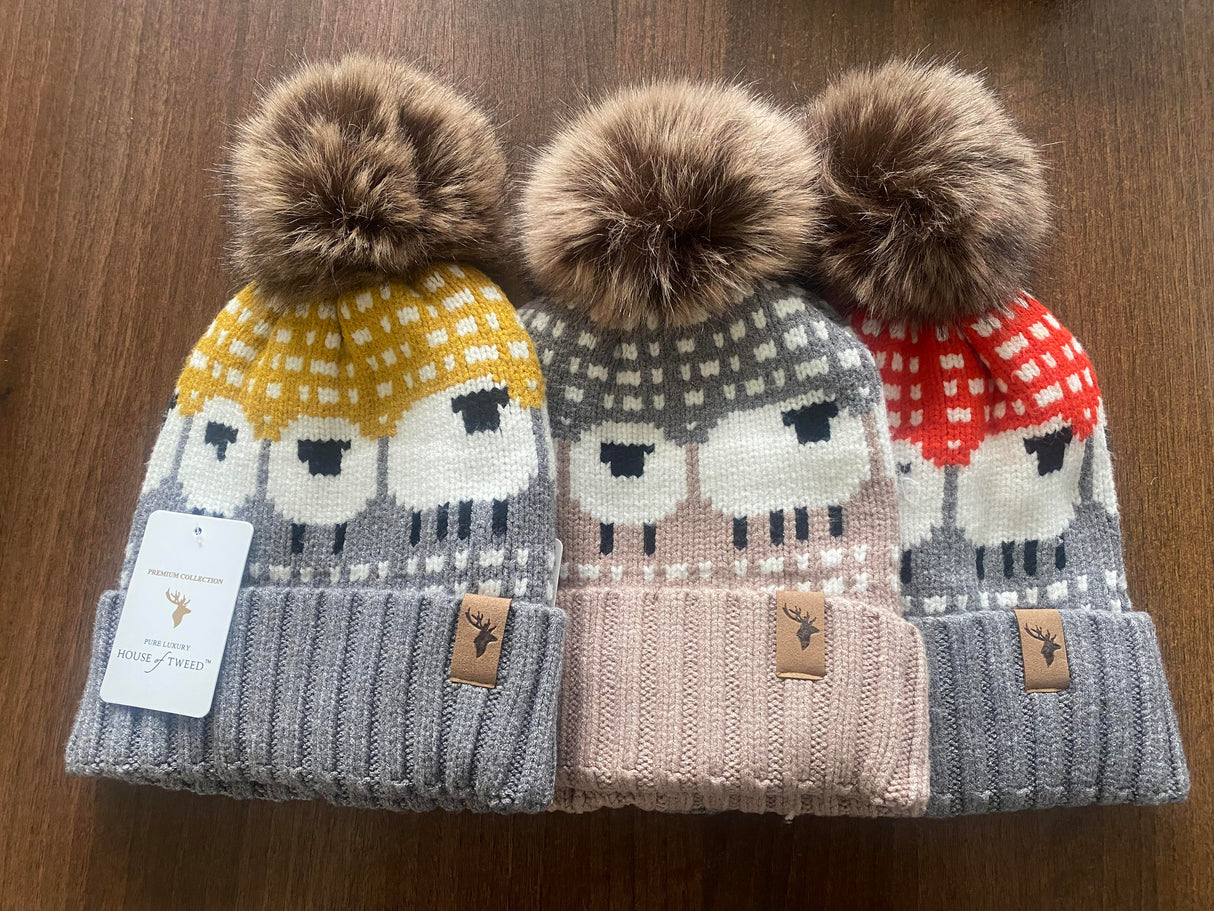 House Of Tweed Luxury Animal Print Pom Pom Beanies - Just £14.99! Shop now at Warwickshire Clothing.