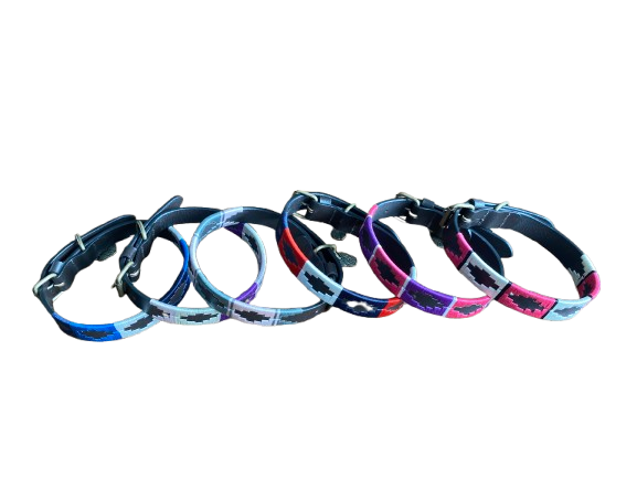 Hazy Blue Dog Collar leather with waxed thread stitching - Just £14.99! Shop now at Warwickshire Clothing.