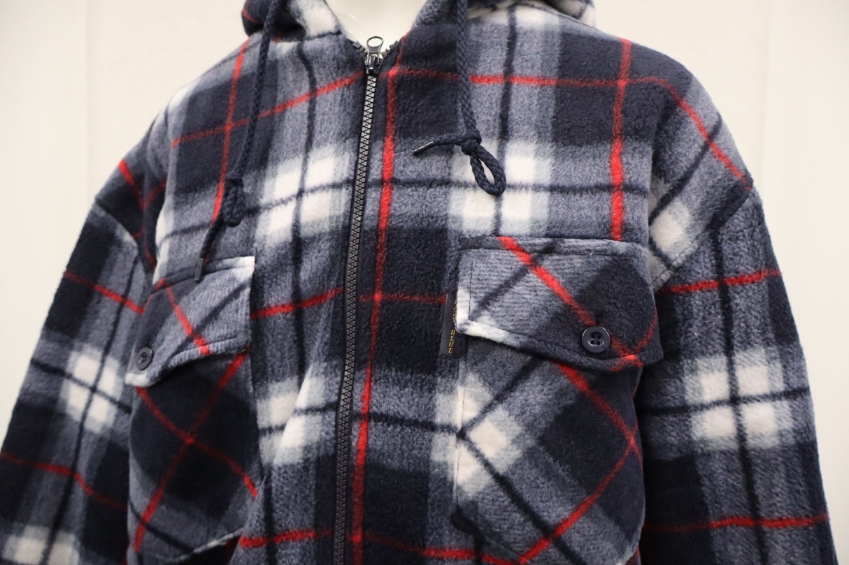 Hazy Blue Naxter Lumberjack Flannel Zip Up Hooded Jacket
