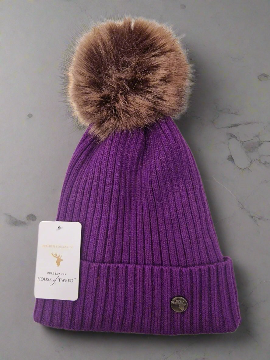 House Of Tweed Womens Luxury Warm Pom Pom Beanie Hat - Just £13.99! Shop now at Warwickshire Clothing.