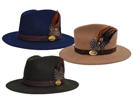 Hazy Blue Mens Ladies Hat Fedora Wide Brim Wool Hat - Just $23.99! Shop now at Warwickshire Clothing. Free Dellivery.
