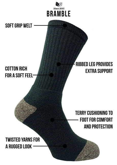 Bramble Mens Docks All Terrain Socks 3PK Green/Beige/Brown 6-11 - Just £11.99! Shop now at Warwickshire Clothing.