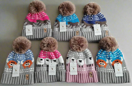 House Of Tweed Luxury Animal Print Pom Pom Beanies - Just £14.99! Shop now at Warwickshire Clothing.