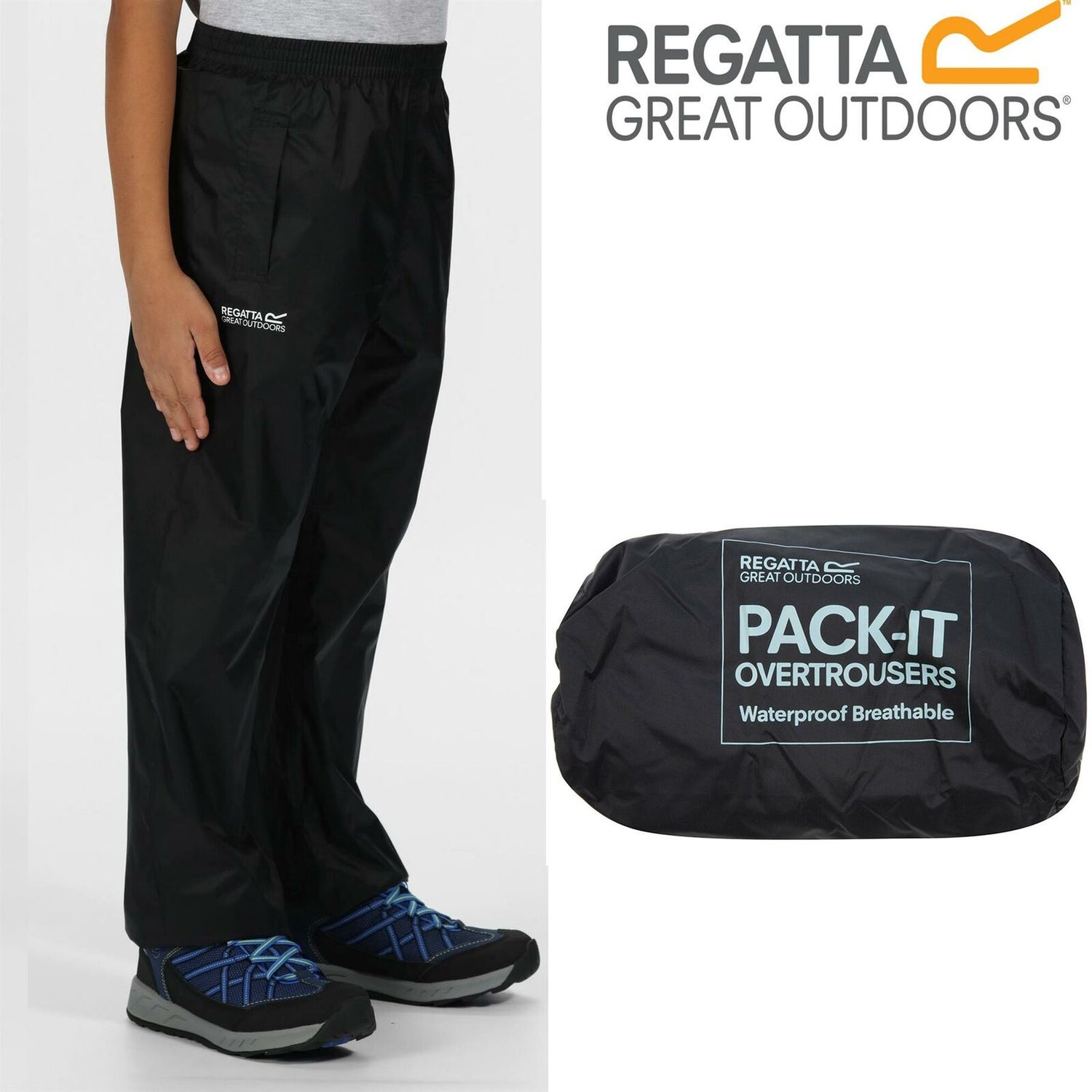 Regatta Kids Pack It Waterproof Over Trousers - Just £11.99! Shop now at Warwickshire Clothing.