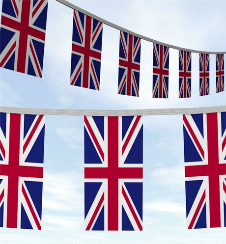 Union Jack British Flag Bunting 10m 33ft Nylon Birthday Coronation Celebration - Just $5.49! Shop now at Warwickshire Clothing. Free Dellivery.