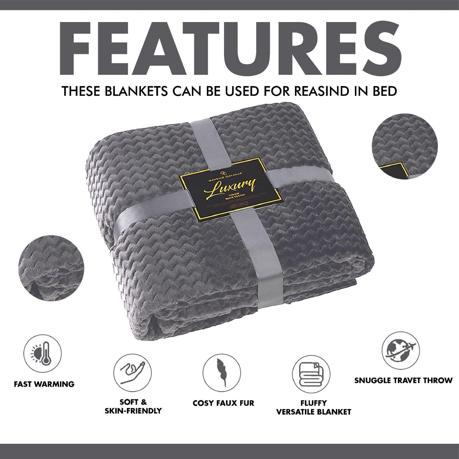 Luxury Wave Throw Warm Faux Fur Fleece Blanket - Just £14.99! Shop now at Warwickshire Clothing.