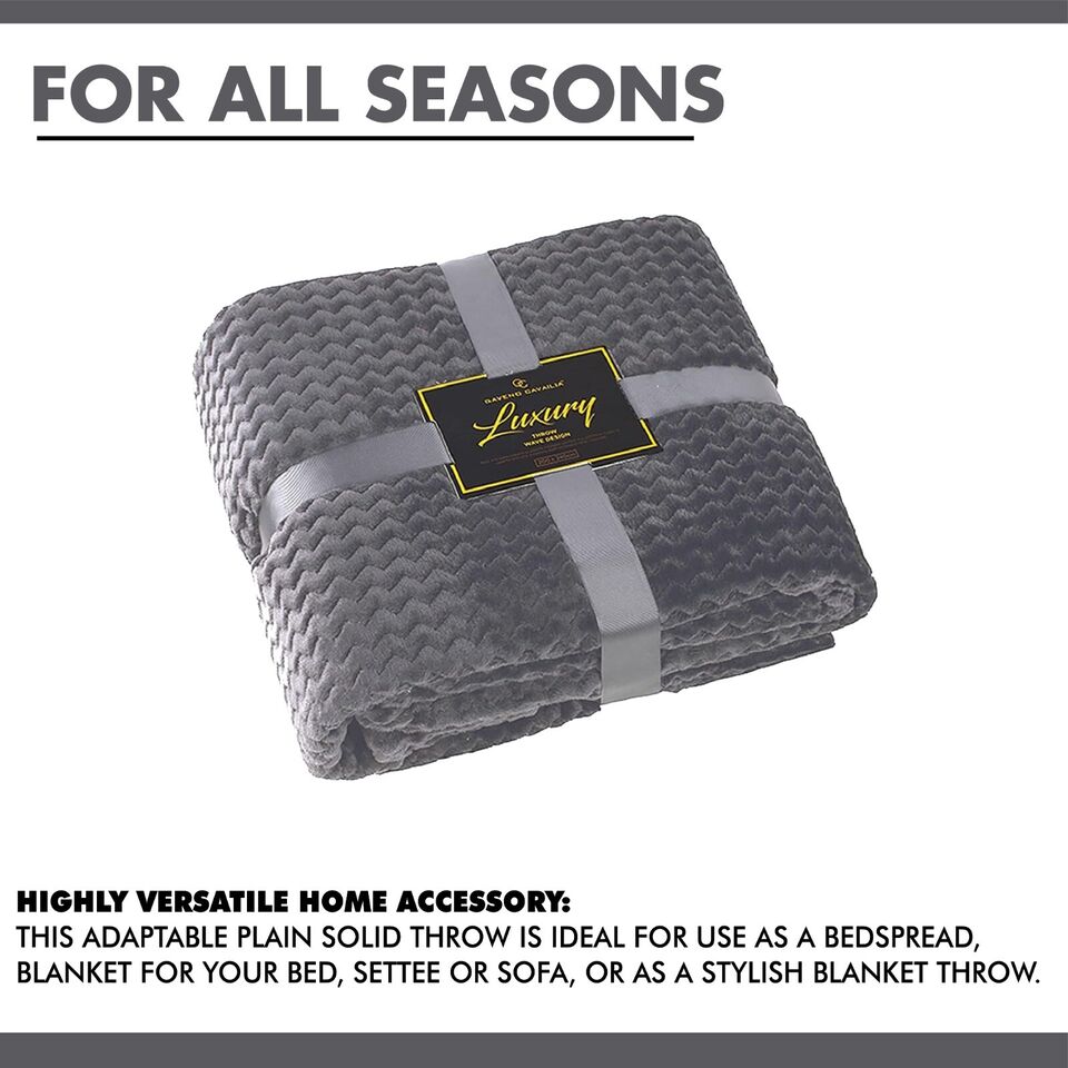 Luxury Wave Throw Warm Faux Fur Fleece Blanket - Just £14.99! Shop now at Warwickshire Clothing.