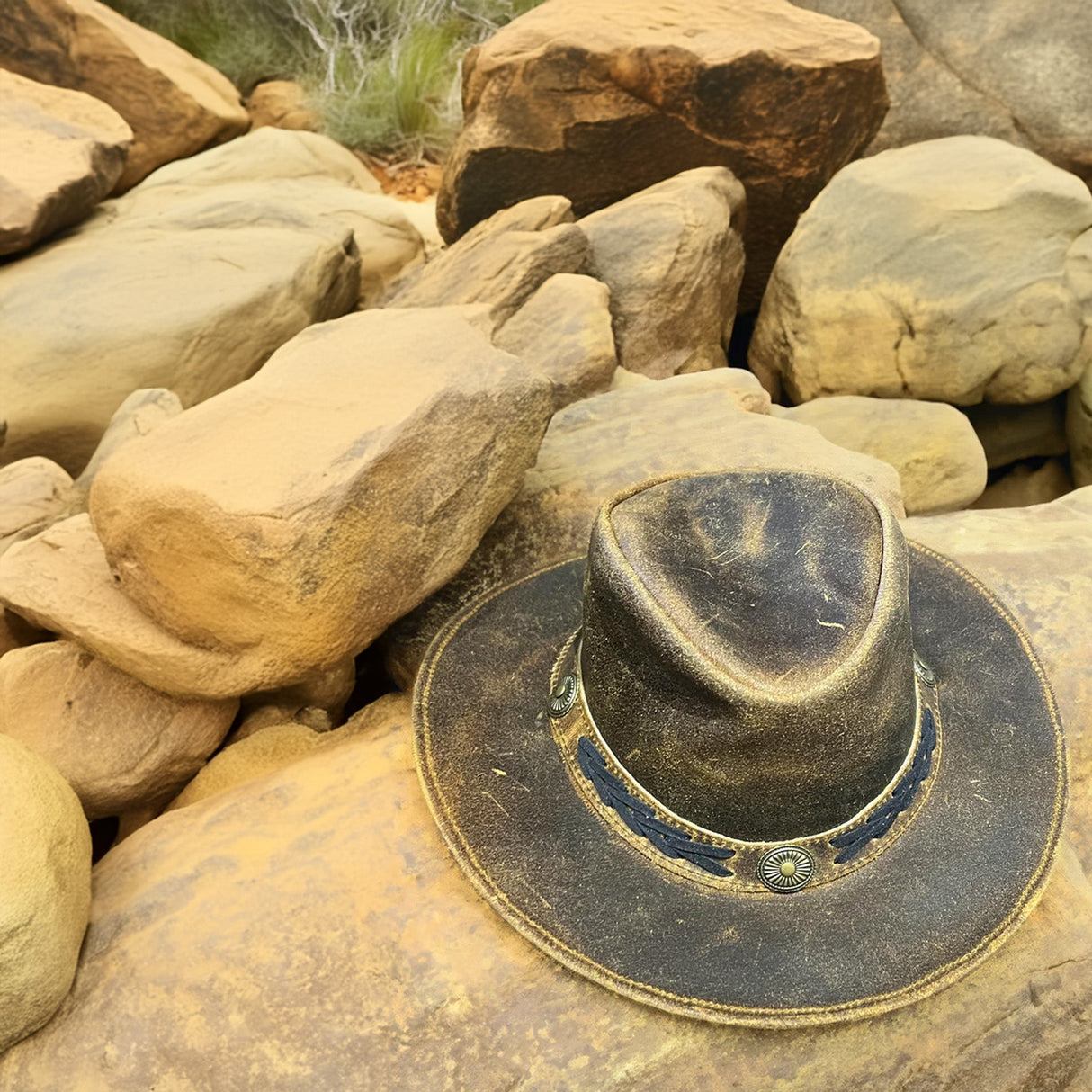 Hazy Blue Kids Real Leather Australian Western Cowboy Bush Hat - Troy - Just £16.99! Shop now at Warwickshire Clothing.