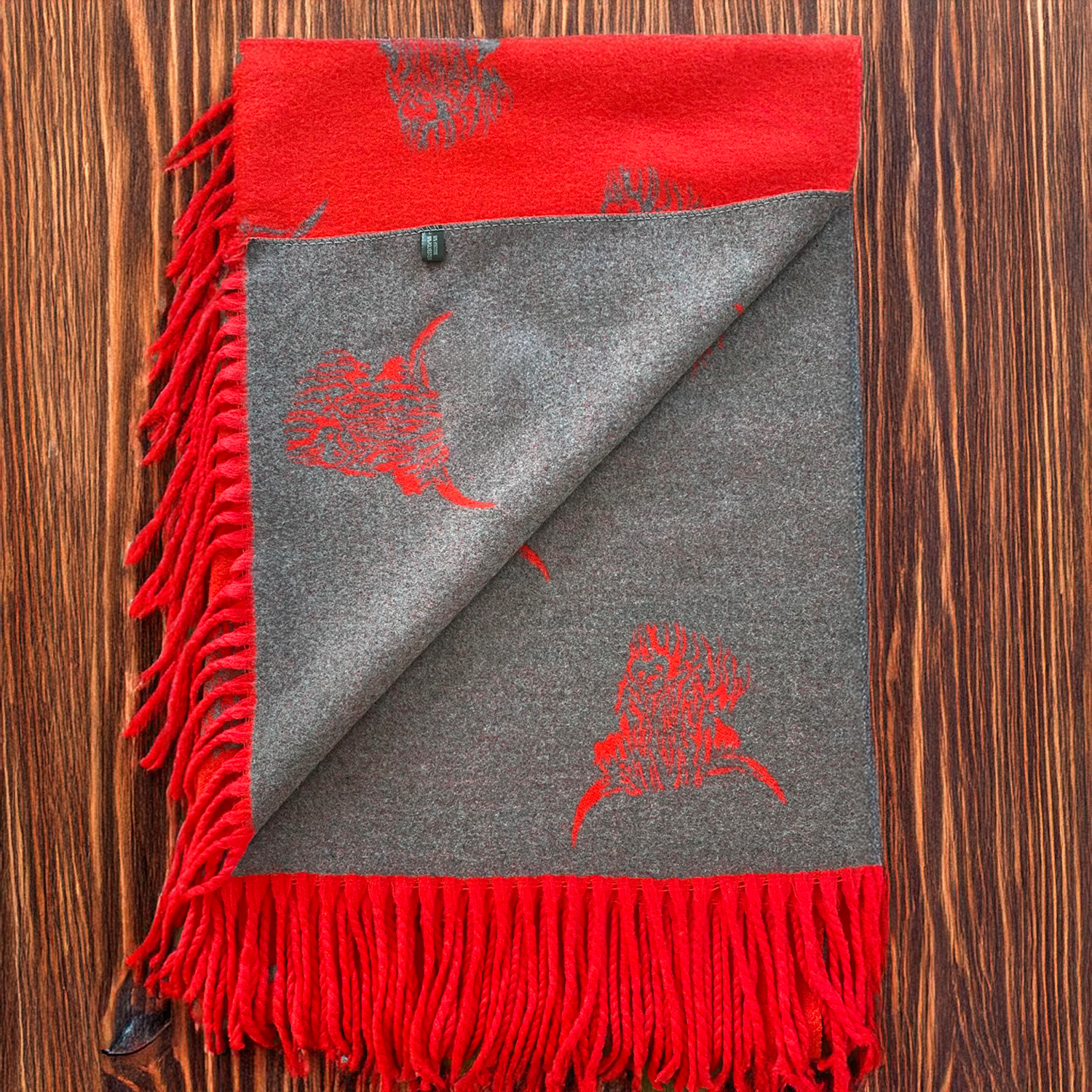 House of Tweed Reversible Highland Cow Print Scarf - Just £14.99! Shop now at Warwickshire Clothing.