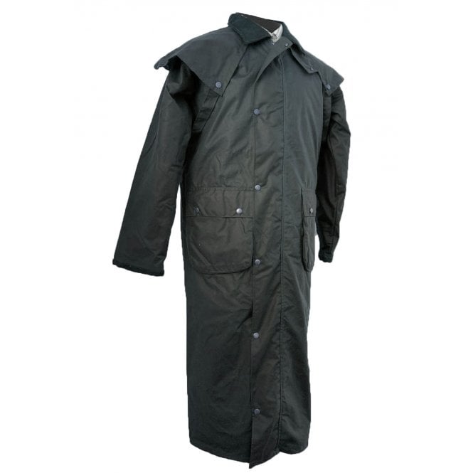 Hazy Blue Stockmans Long Full Length Waterproof Wax Jacket - Just £79.99! Shop now at Warwickshire Clothing.