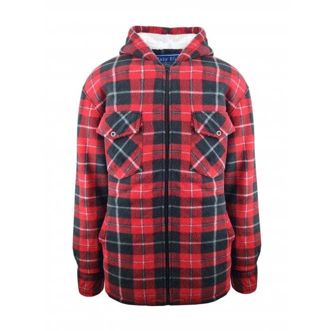 Hazy Blue Kids Sherpa Fleece Lined Checked Hooded Shirt - Robbo - Just £19.99! Shop now at Warwickshire Clothing.