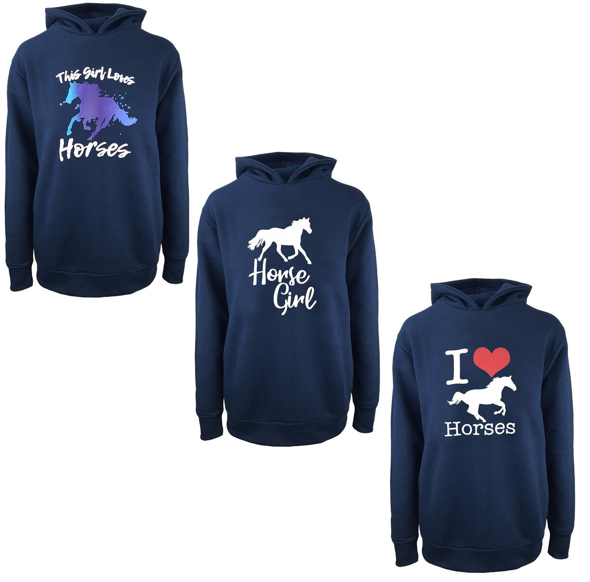 Hazy Blue Womens Pullover Hoodie - Horses - Just £17.99! Shop now at Warwickshire Clothing.