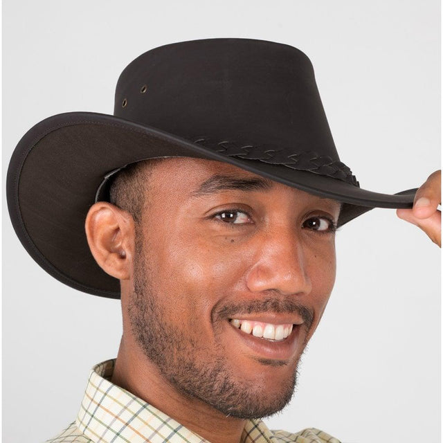 Hazy Blue Melbourne Australian Style Waterproof Bute Leather Hat Brown - Just £29.99! Shop now at Warwickshire Clothing.