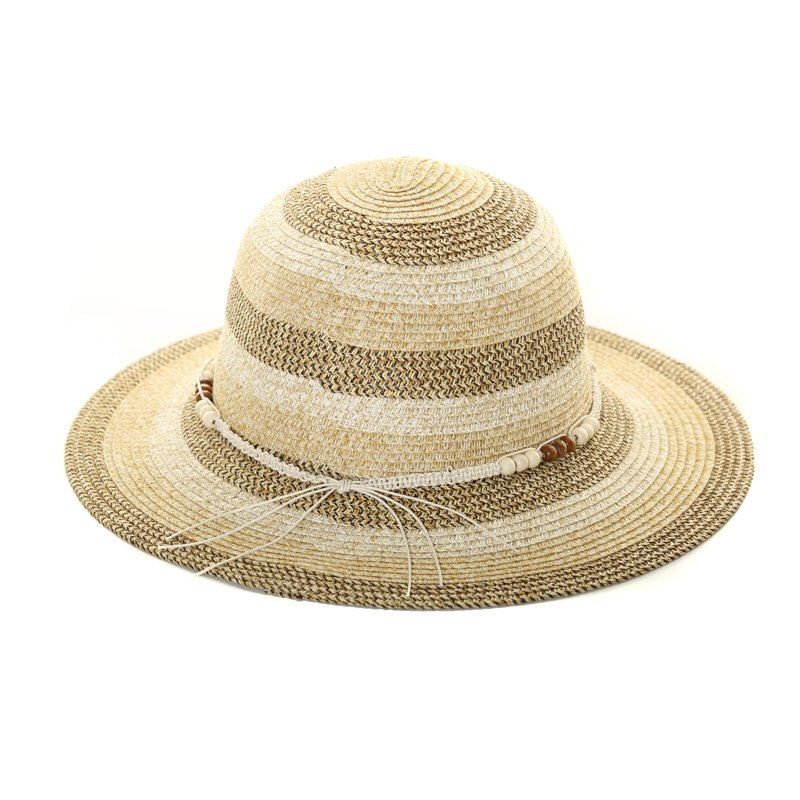 Hazy Blue Wide Brim Striped Straw Womens Hat - Just £14.99! Shop now at Warwickshire Clothing.