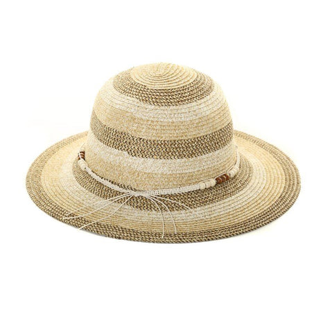 Hazy Blue Wide Brim Striped Straw Womens Hat - Just £14.99! Shop now at Warwickshire Clothing.