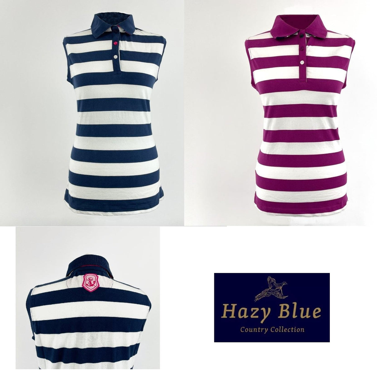 Hazy Blue Womens Sleeveless Polo Shirt - Minnie - Just £14.99! Shop now at Warwickshire Clothing.