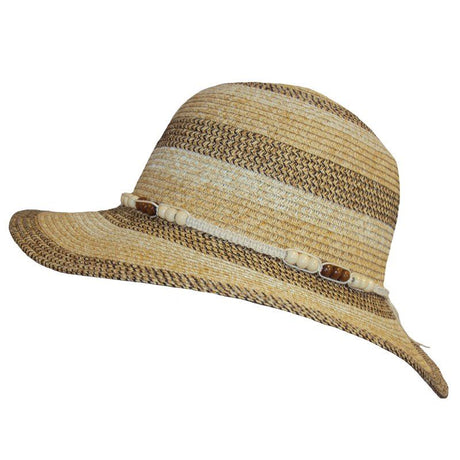 Hazy Blue Wide Brim Striped Straw Womens Hat - Just £14.99! Shop now at Warwickshire Clothing.