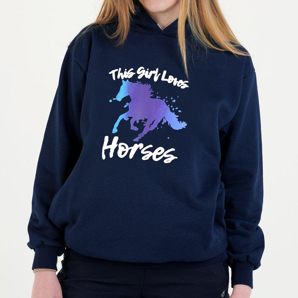 Hazy Blue Womens Pullover Hoodie - Horses - Just £17.99! Shop now at Warwickshire Clothing.
