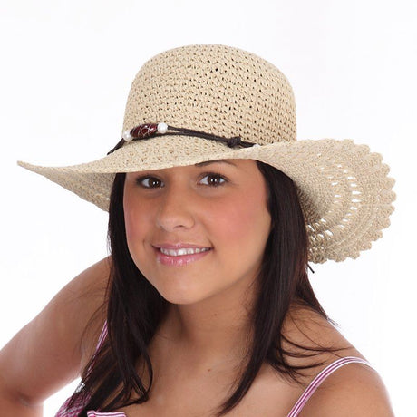 Hazy Blue WIDE BRIM STRAW Womens Hat - Just £9.99! Shop now at Warwickshire Clothing.