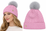 House of Tweed Luxury Plaited Ladies Bobble Pom Pom Beanie Hats