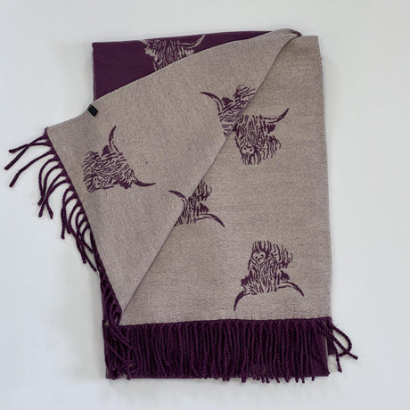 House of Tweed Reversible Highland Cow Print Scarf - Just £14.99! Shop now at Warwickshire Clothing. 