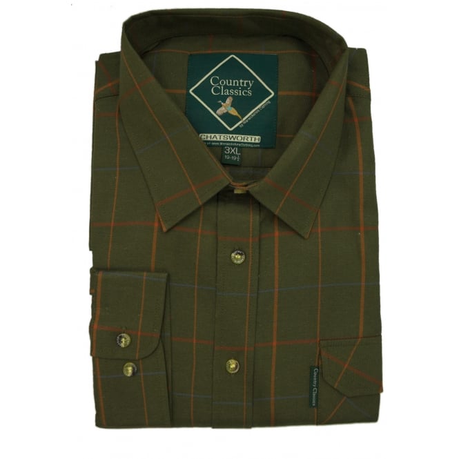 Country Classics Mens Long Sleeved Check Shirt Chatsworth Green - Premium clothing from Country Classics - Just $17.99! Shop now at Warwickshire Clothing