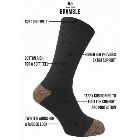 Bramble Mens Docks All Terrain Socks 3PK Khaki 6-11 - Just £11.99! Shop now at Warwickshire Clothing. 