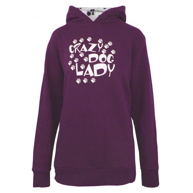 Hazy Blue Womens Hooded Sweatshirts Crazy Dog Lady Lola Warwickshire Clothing