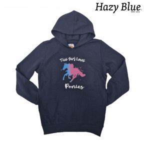 Hazy Blue Kids Pullover Pony Hoodie - Pony - Emma - Just £14.99! Shop now at Warwickshire Clothing. 
