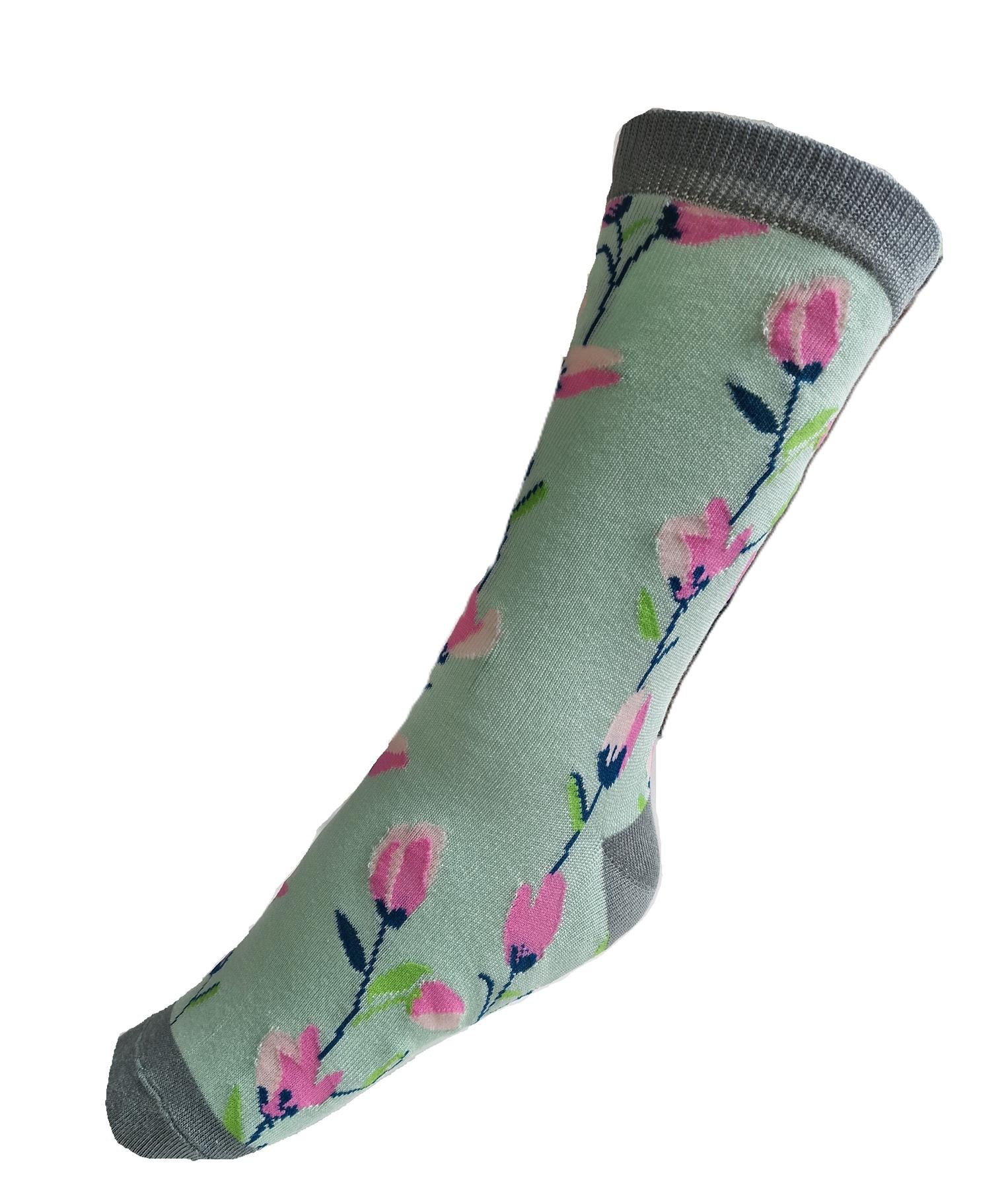 Pure Luxury Bamboo Socks for Women by House of Tweed Floral Design Warwickshire Clothing