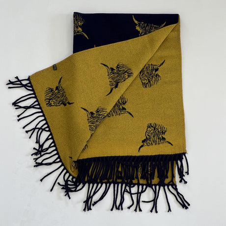 House of Tweed Reversible Highland Cow Print Scarf - Just £14.99! Shop now at Warwickshire Clothing. 