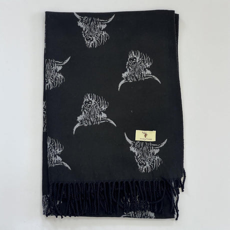 House of Tweed Reversible Highland Cow Print Scarf - Just £14.99! Shop now at Warwickshire Clothing. 